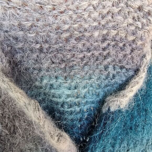 Women's Hand Made Crochet Multicolor Striped Sweater Button Down Size Medium‎ - Picture 5 of 5